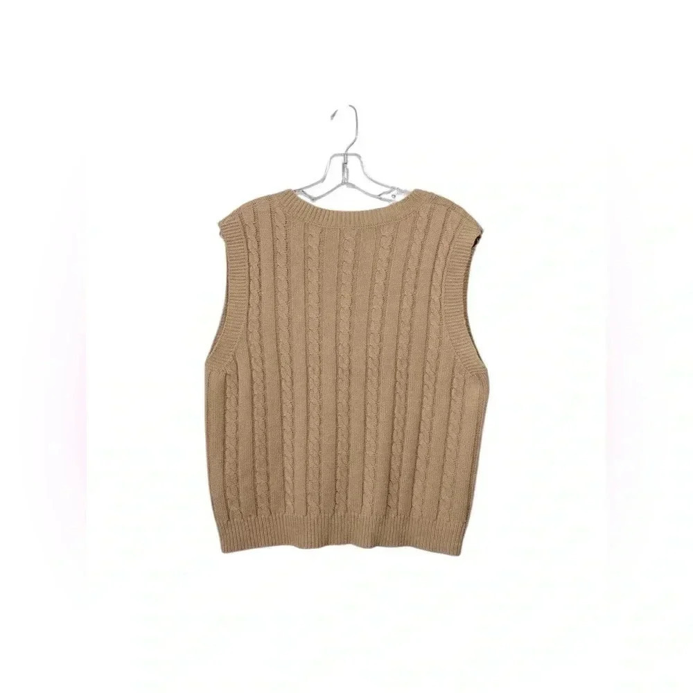 SHEIN, Relaxiva Solid Color Sleeveless Knitted Top, Medium / US 6, Bronze - Picture 6 of 7